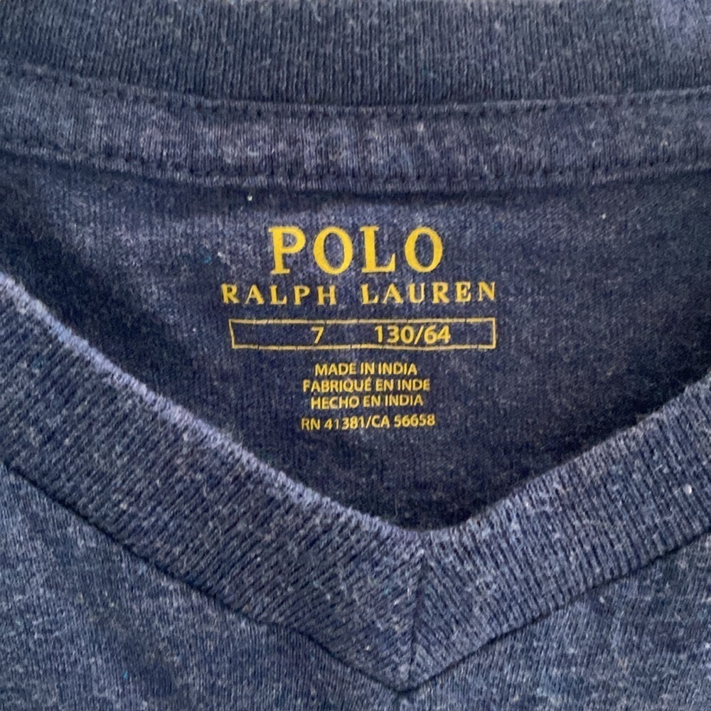 Polo Ralph Lauren v-neck blue tee for boys size 7 - Picture 3 of 3